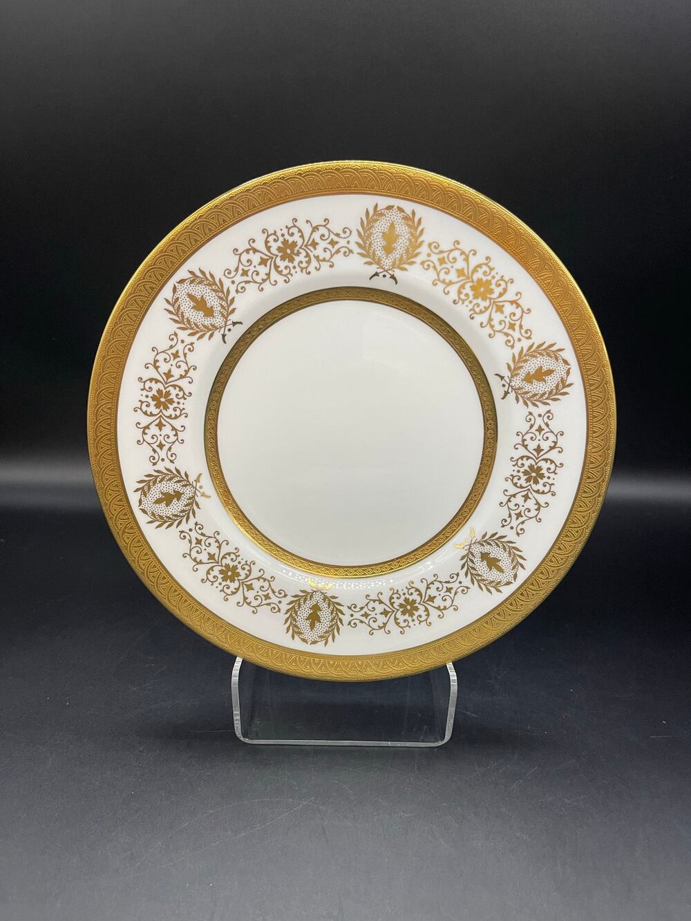 Coalport Lady Anne Bread Plate with Gold Encrusted Bands & Scrolls Bone China